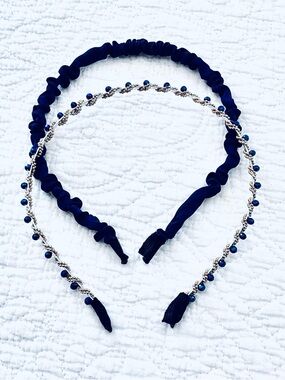 ❗️Urban Outfitters Navy Beaded Double Headbands -2